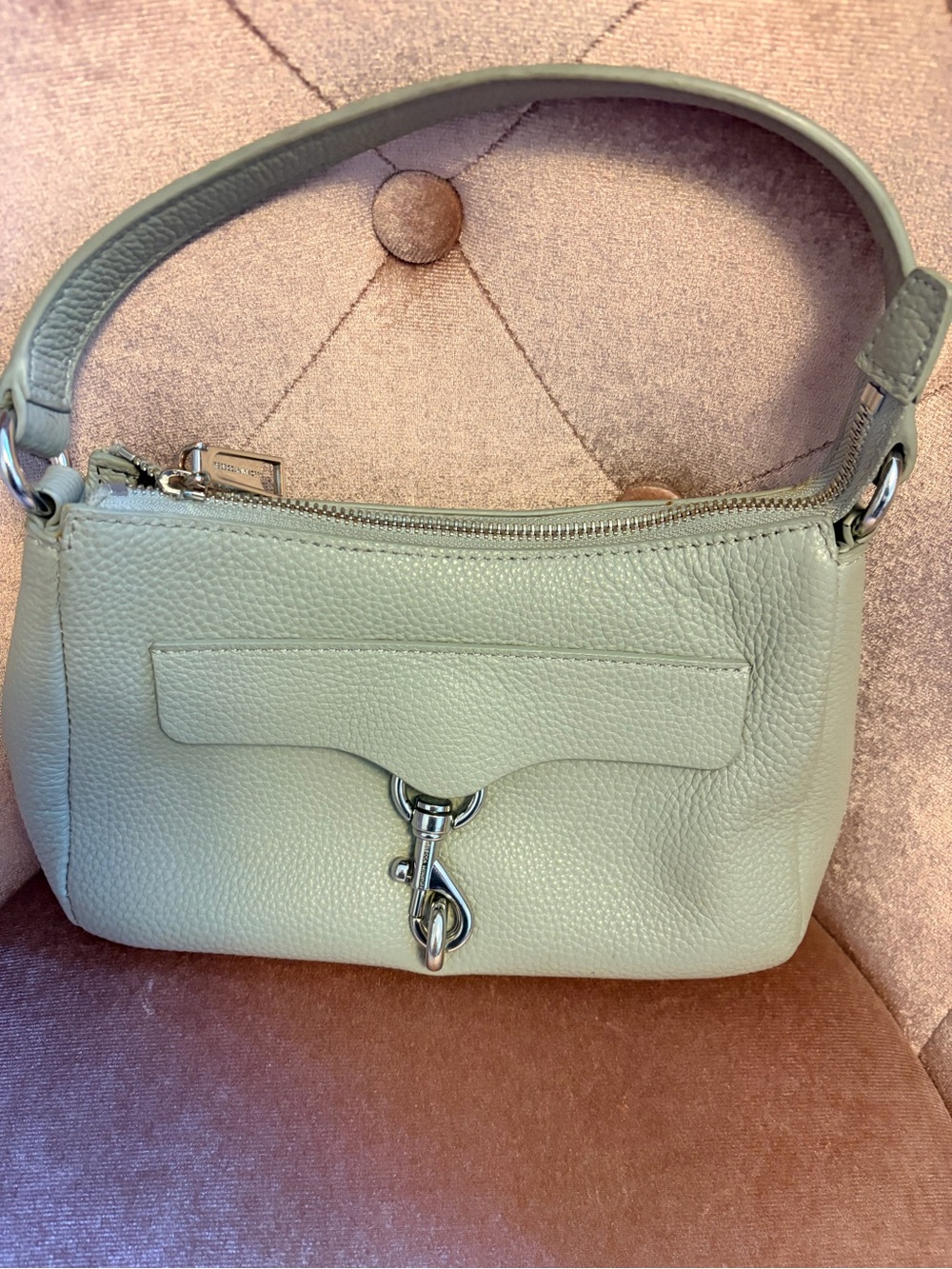 Rebecca Minkoff Megan Mini Pebbled Leather Shoulder Bag - Grey-Like New